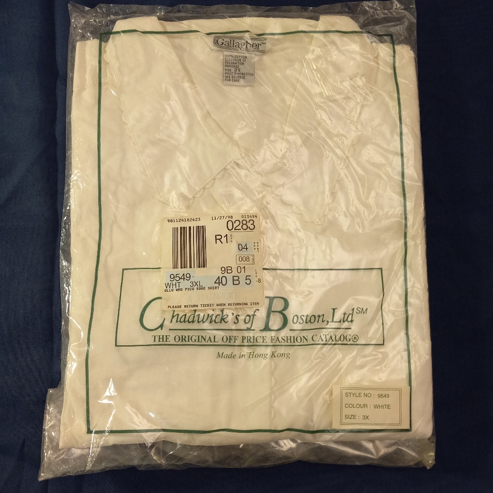 Gallagher 3X white Shirt From Chadwicks of Boston, LTD